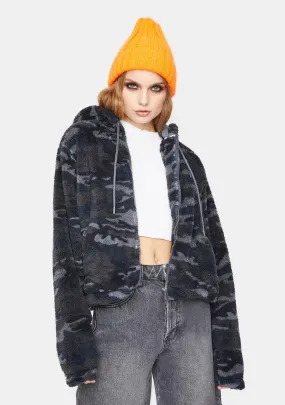 Cropped Sherpa Fleece Jacket