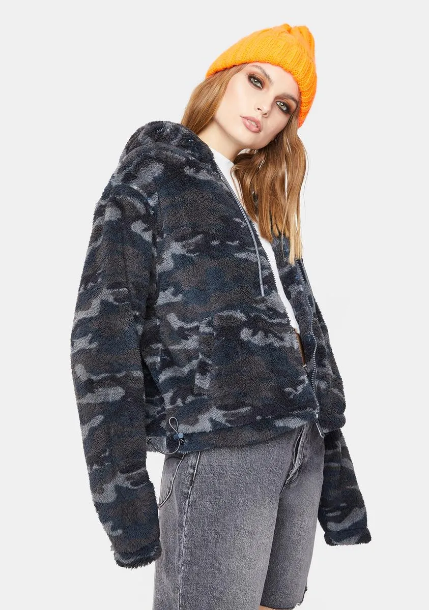 Cropped Sherpa Fleece Jacket