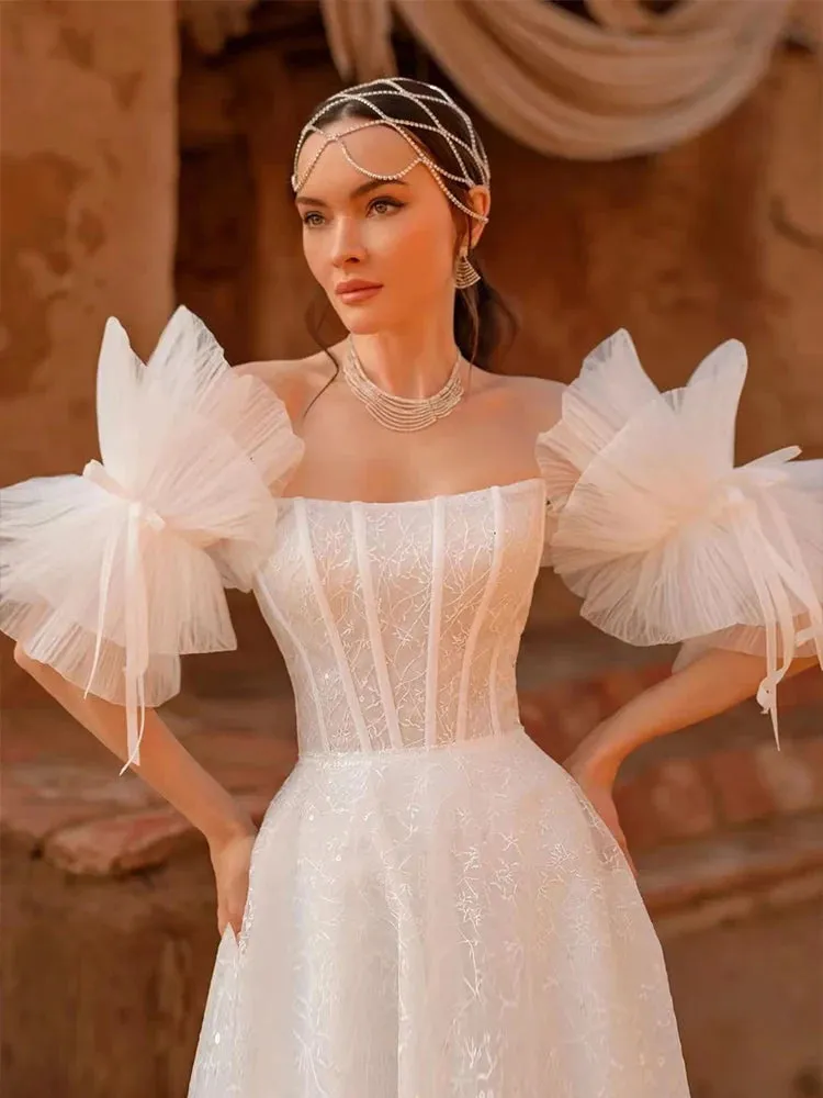 Detachable Tulle Wedding Sleeve Romantic Puff Bridal Arm Accessory