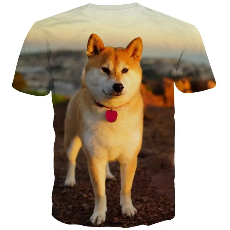 dog t shirt Puppy Cute animal t shirt 3D Cool big Smart dogs art costume men's