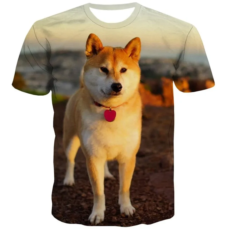 dog t shirt Puppy Cute animal t shirt 3D Cool big Smart dogs art costume men's