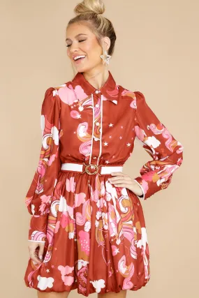 Dreaming Of You Brick Red Multi Print Dress