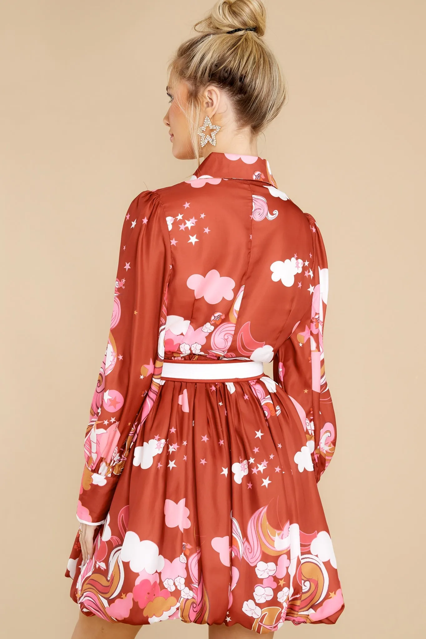 Dreaming Of You Brick Red Multi Print Dress