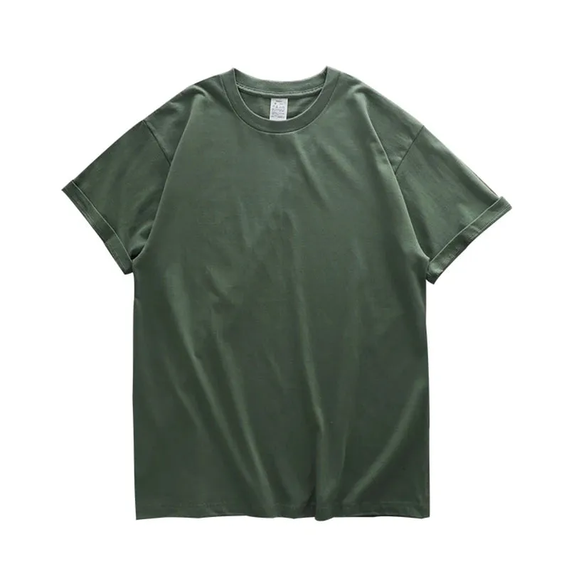 Dukeen Oversized Summer T Shirts for Men-280gsm Cotton Plain Short Sleeve Top