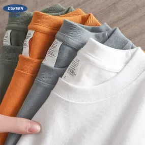 Dukeen Oversized Summer T Shirts for Men-280gsm Cotton Plain Short Sleeve Top