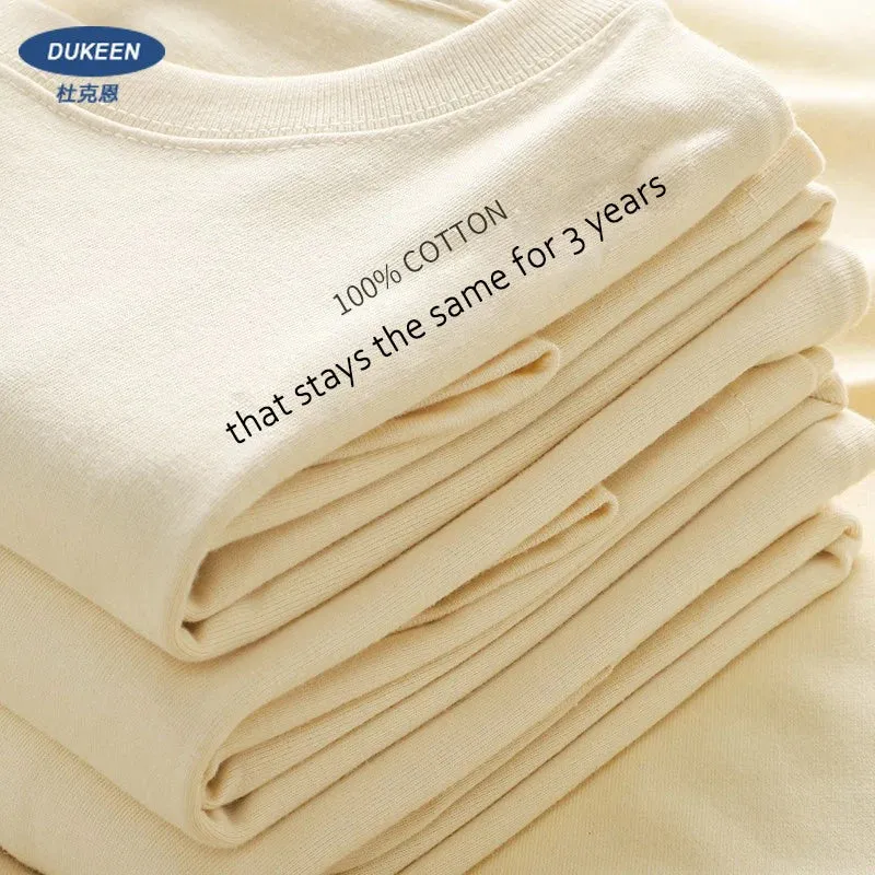Dukeen Oversized Summer T Shirts for Men-280gsm Cotton Plain Short Sleeve Top