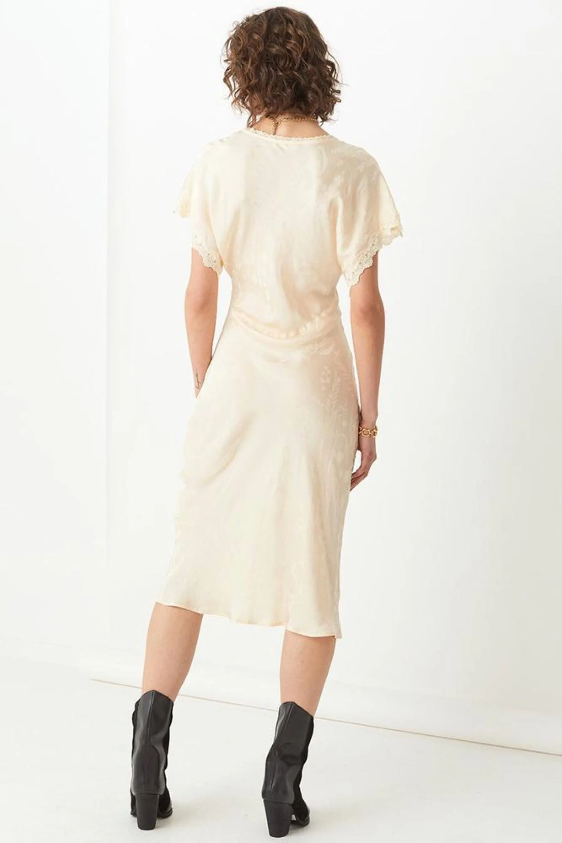 Ecru Petal Jacquard Dress
