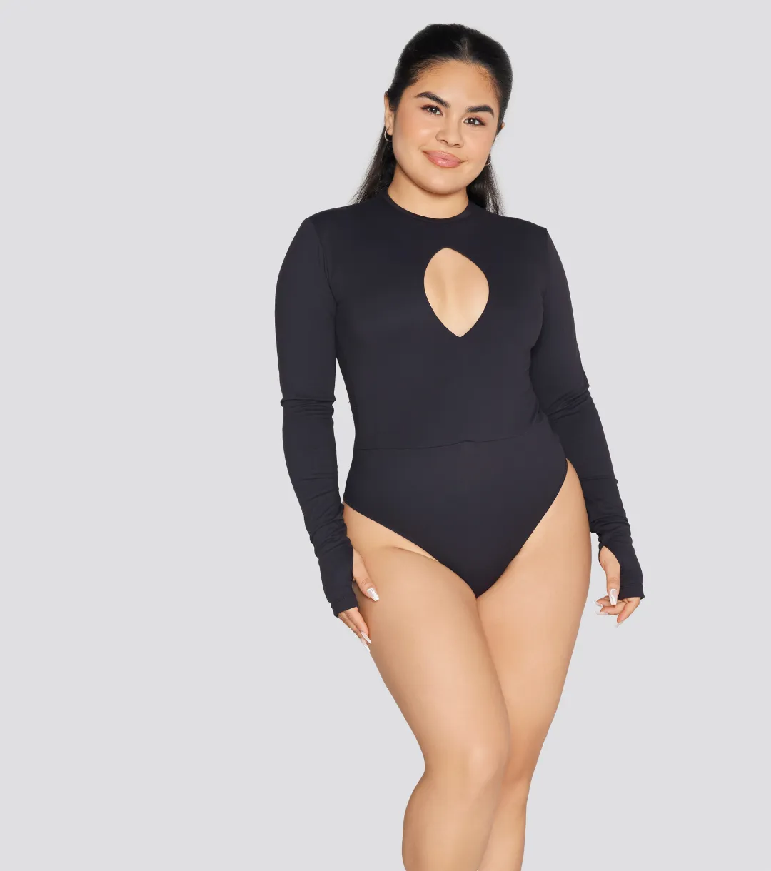EXPOSED REVERSIBLE LONG SLEEVE BODYSUIT
