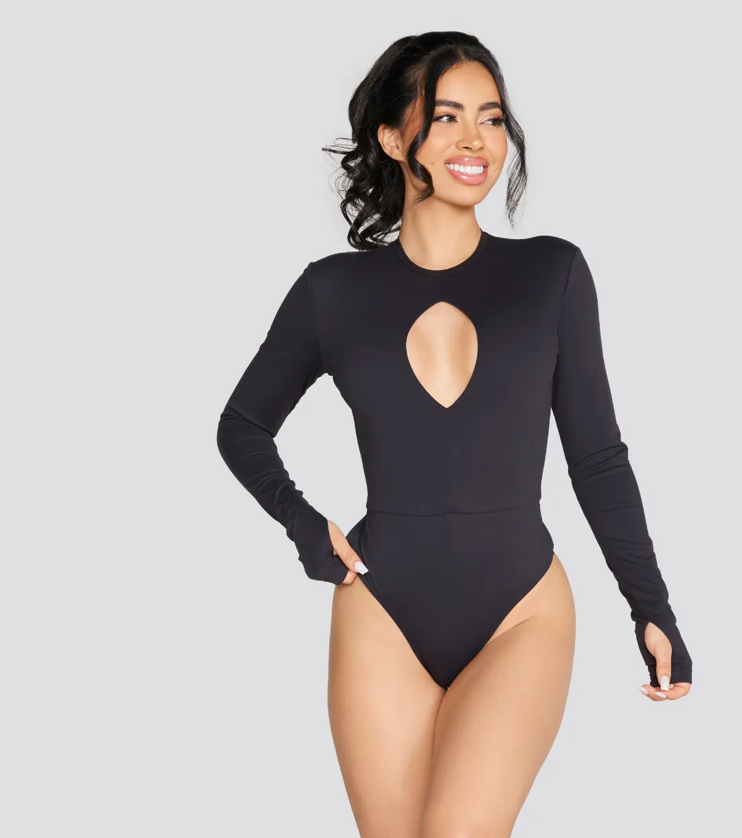 EXPOSED REVERSIBLE LONG SLEEVE BODYSUIT