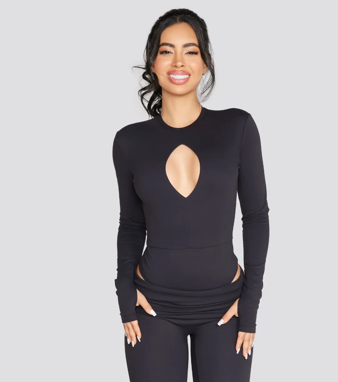 EXPOSED REVERSIBLE LONG SLEEVE BODYSUIT