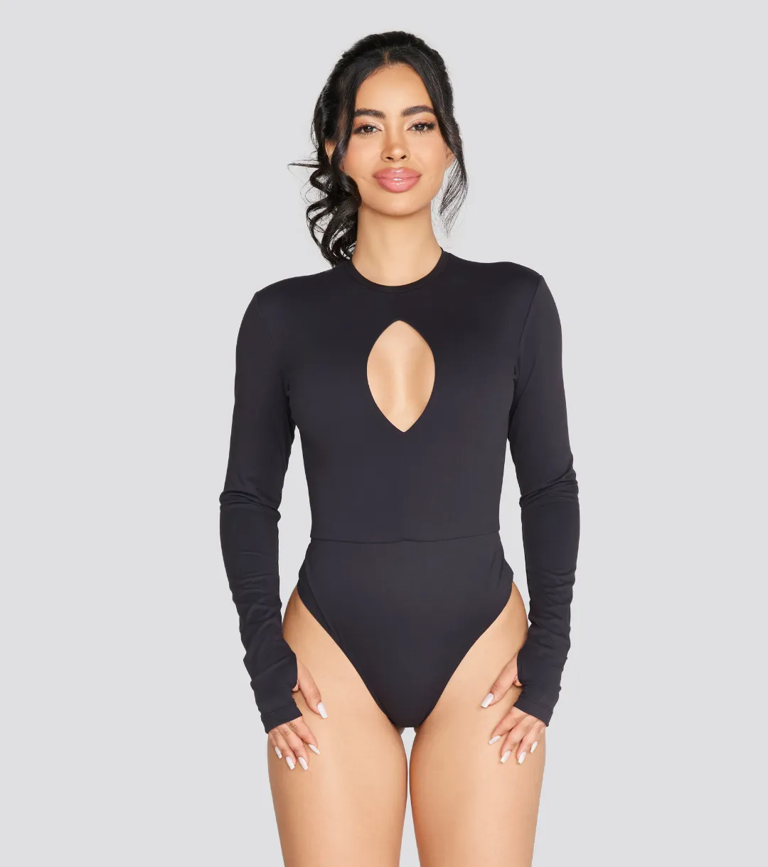 EXPOSED REVERSIBLE LONG SLEEVE BODYSUIT