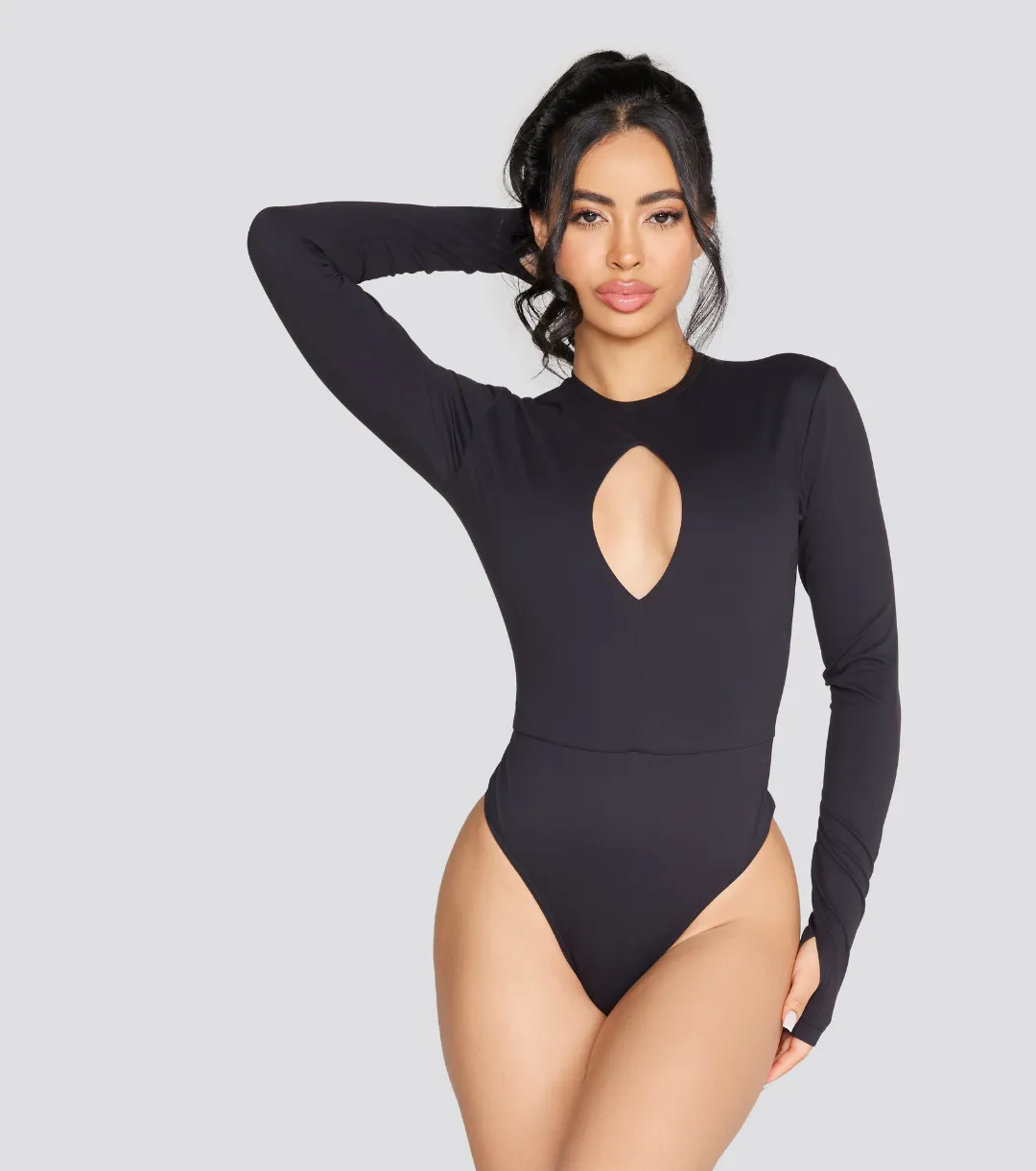 EXPOSED REVERSIBLE LONG SLEEVE BODYSUIT