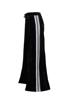Extra Wide Velvet Joggers - Black & Grey Stripes