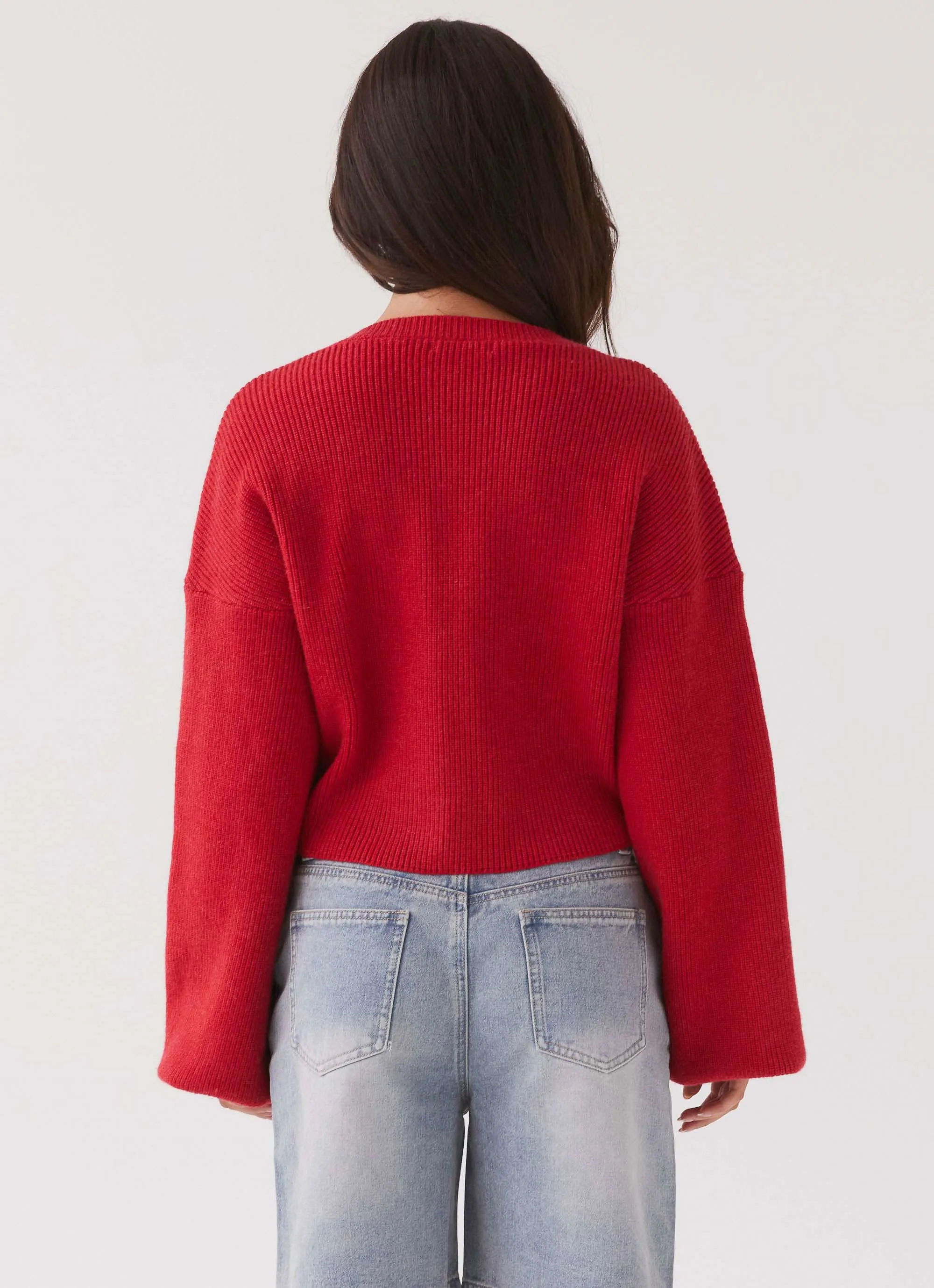 Fall and winter casual round neck knit cardigan