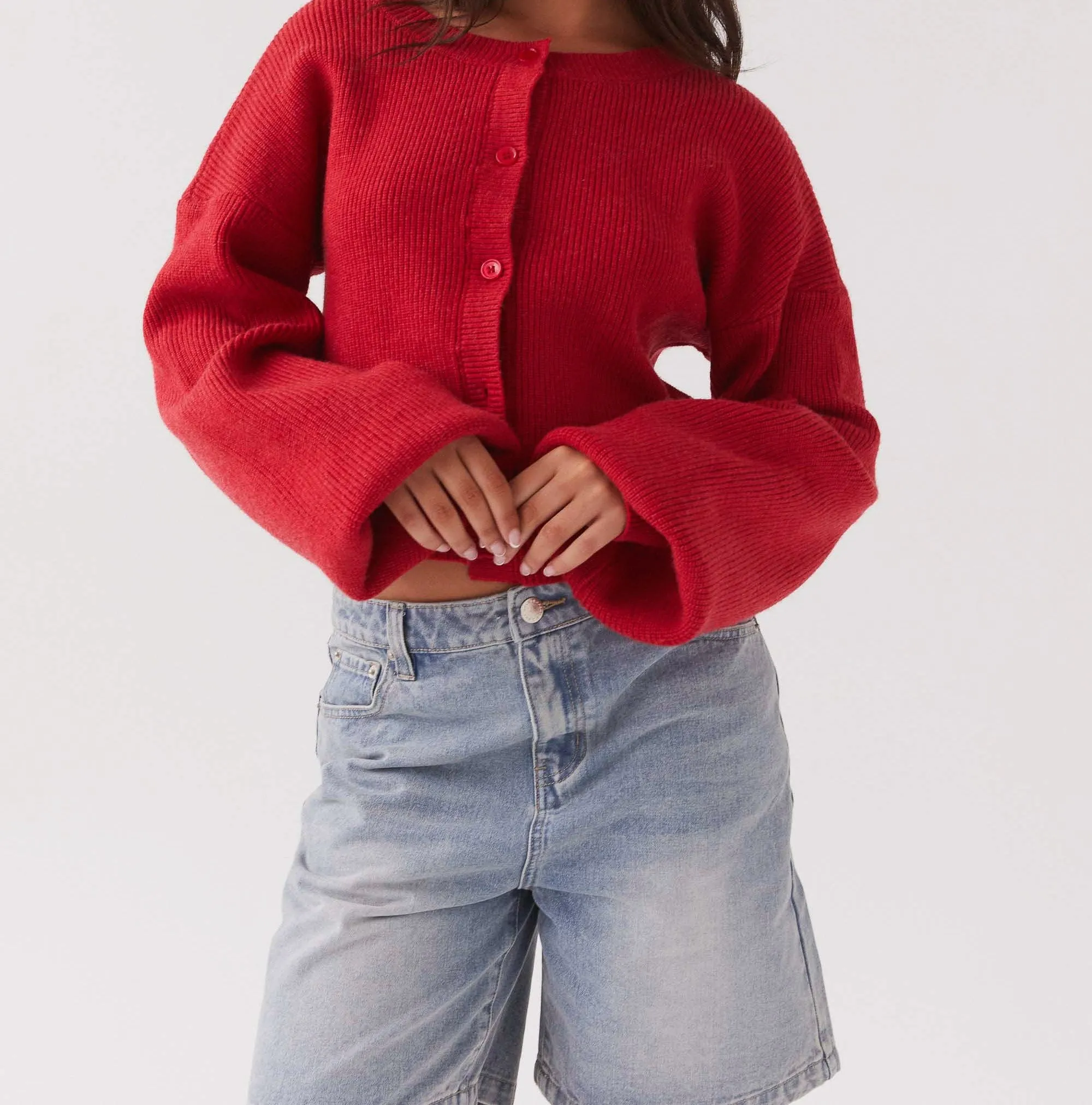 Fall and winter casual round neck knit cardigan