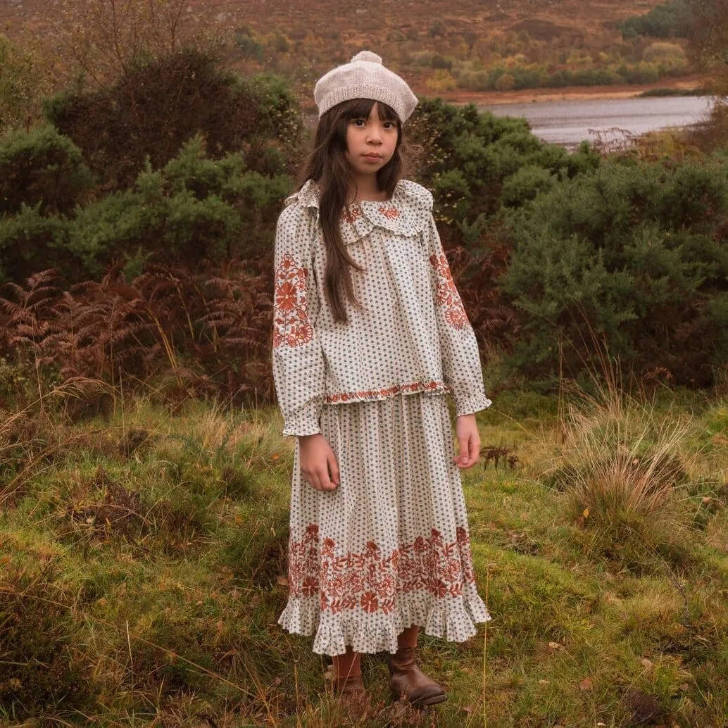 Fiona Skirt | Hearts w/Embroidery