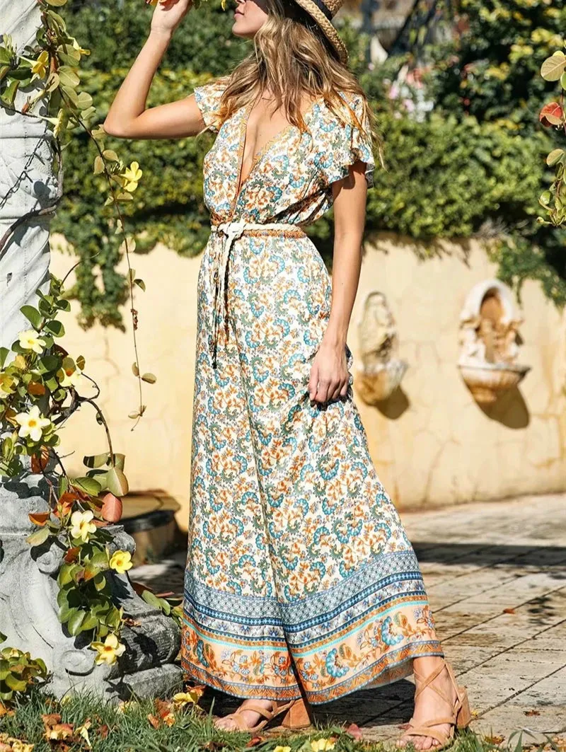 Foxy Floral Print Bohemian Jumpsuit
