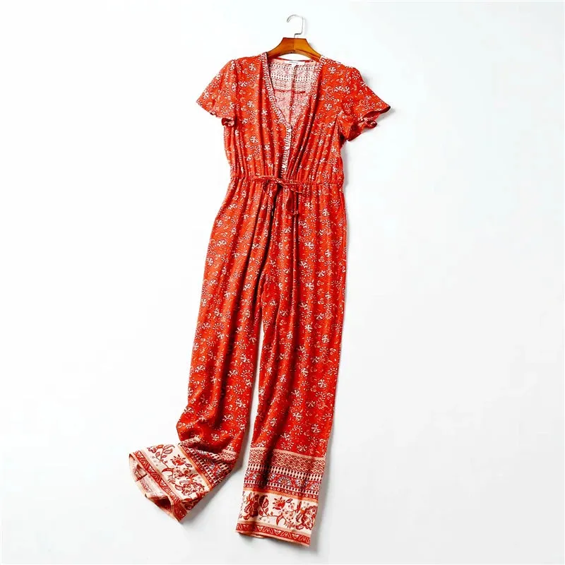 Foxy Floral Print Bohemian Jumpsuit