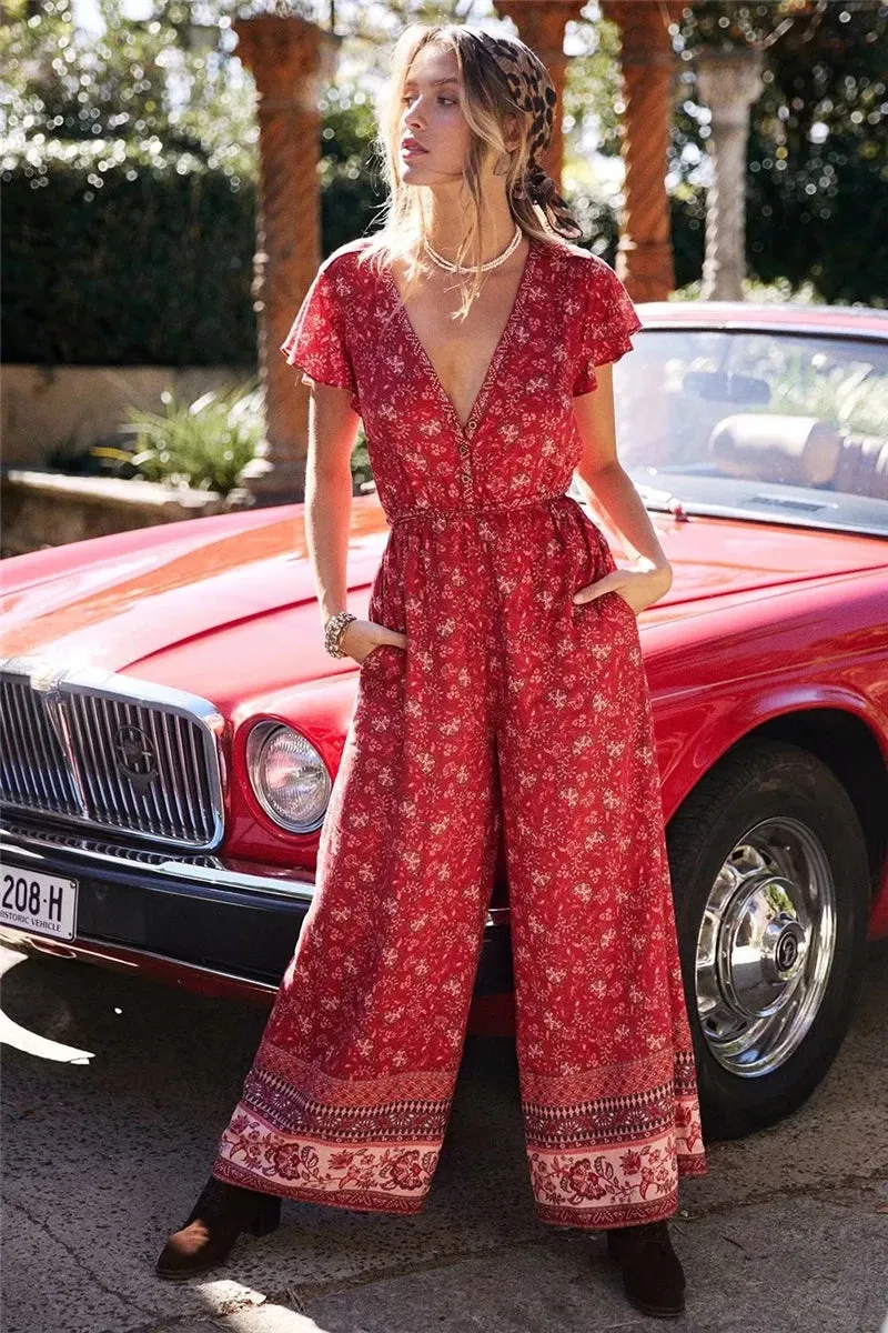 Foxy Floral Print Bohemian Jumpsuit