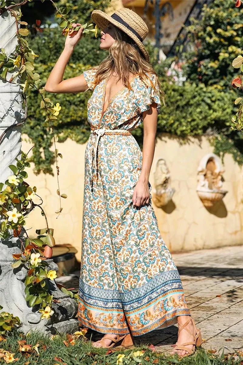 Foxy Floral Print Bohemian Jumpsuit