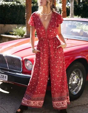 Foxy Floral Print Bohemian Jumpsuit