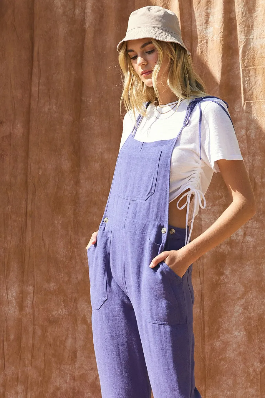 Frankie Linen Overalls in Denim