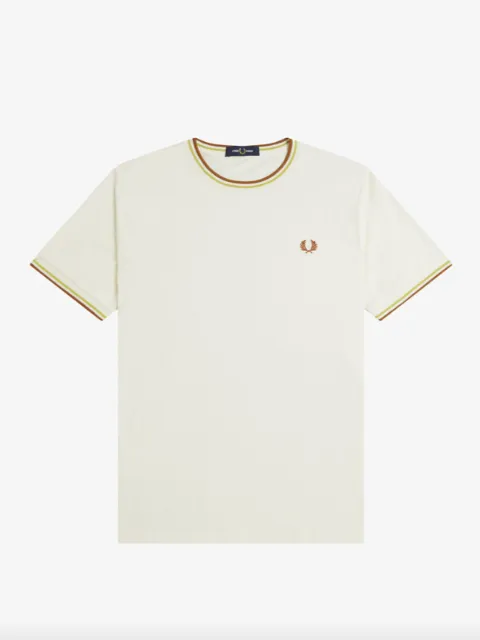 Fred Perry Twin Tipped T-Shirt/Ecru/Honeycomb/Marmalade - New AW24