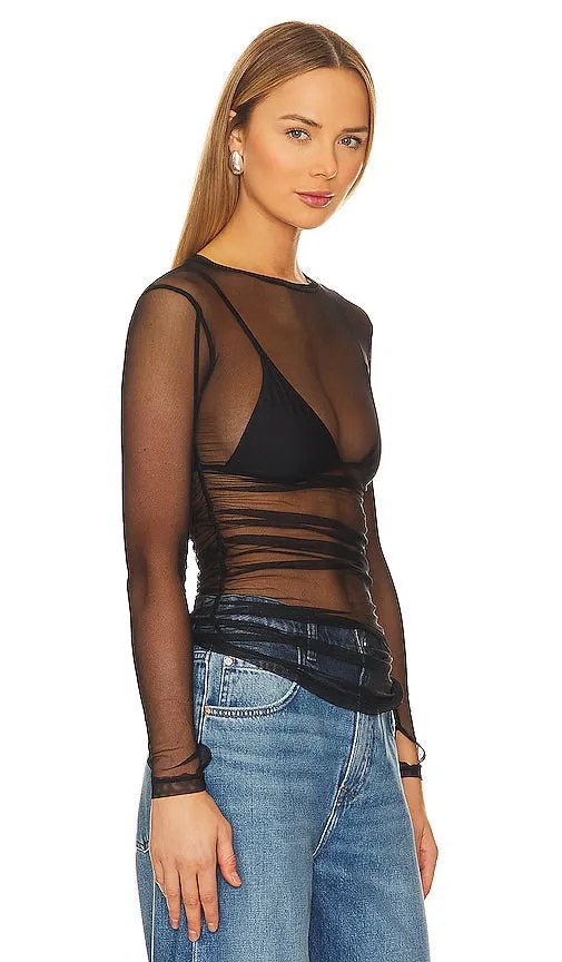 Free People x Intimately FP Last Layer Long Sleeve Top In Black in Black