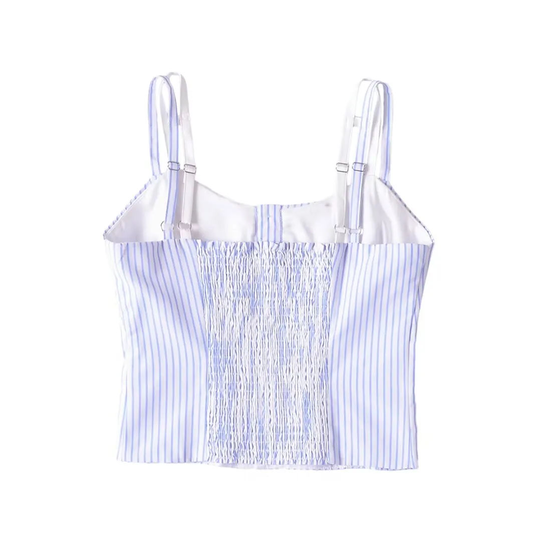 French Vintage Stripe Two Piece Double Layer Top