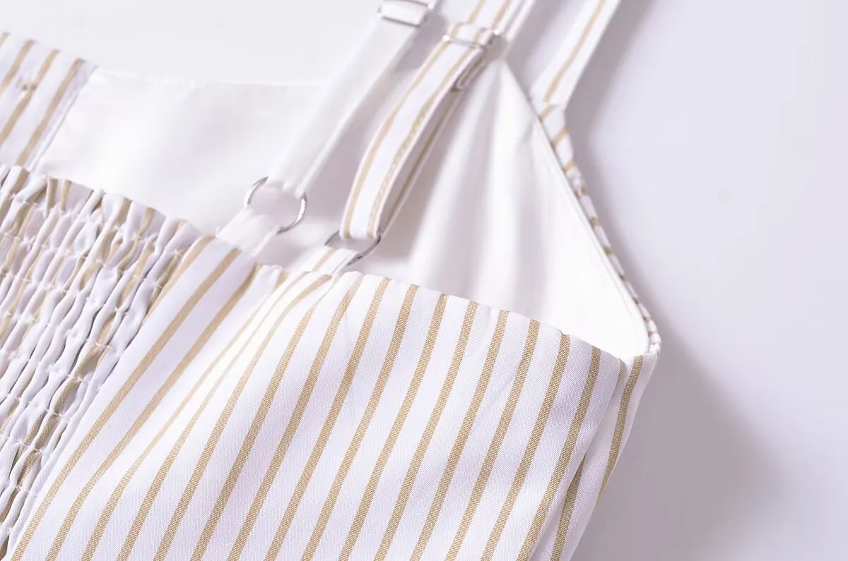 French Vintage Stripe Two Piece Double Layer Top