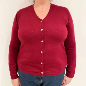 Garnet Red Cashmere V-Neck Cardigan Extra Large