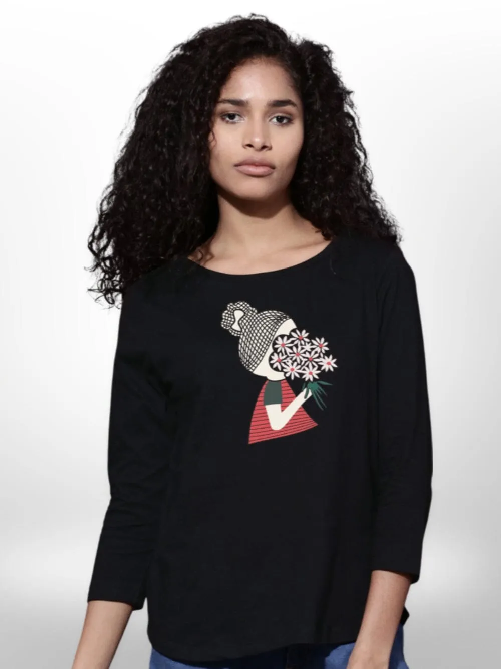 Girls Printed T-shirt 4 Quarter Sleeve