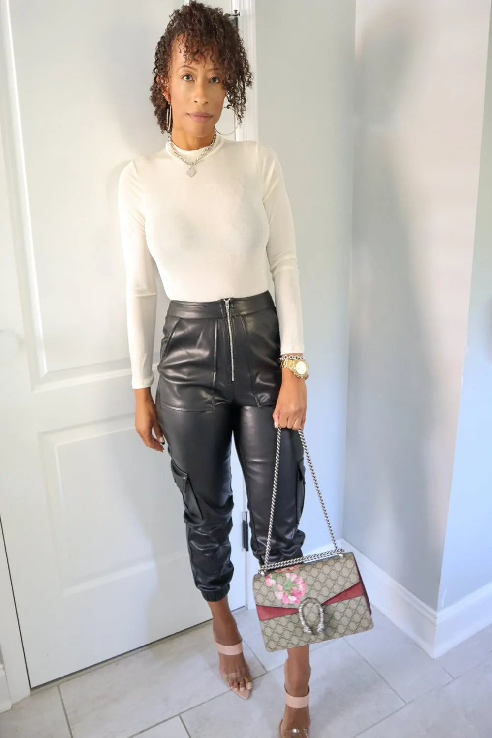 Glow Up Mock Neck Silky Bodysuit - Cream
