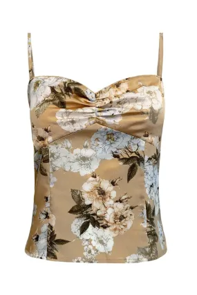 Golden Peach Floral Sleeveless Top