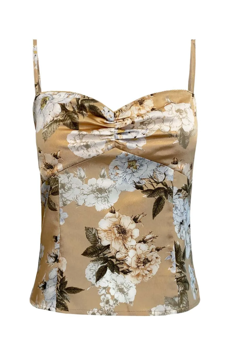 Golden Peach Floral Sleeveless Top