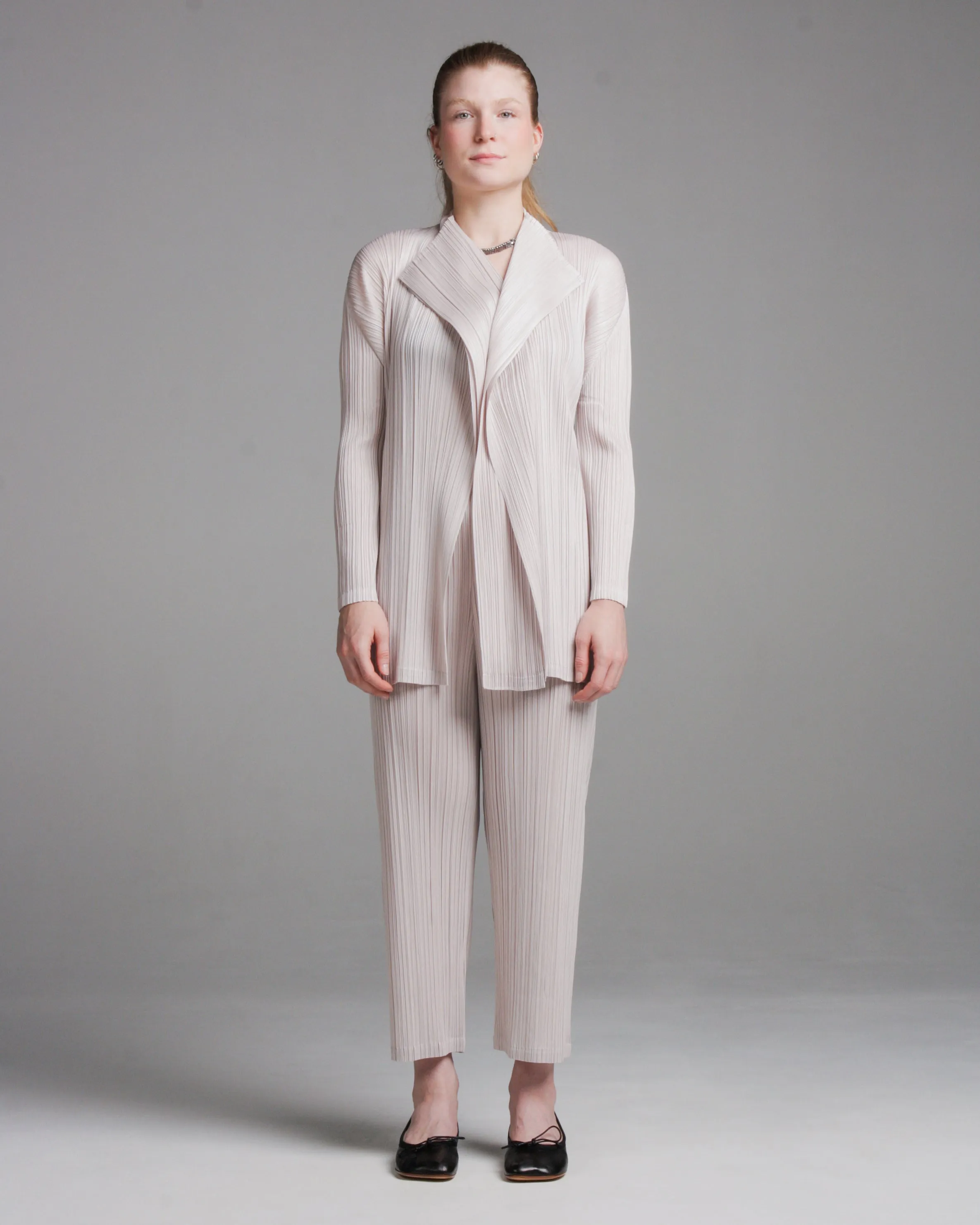 Greige Pleat Cardigan