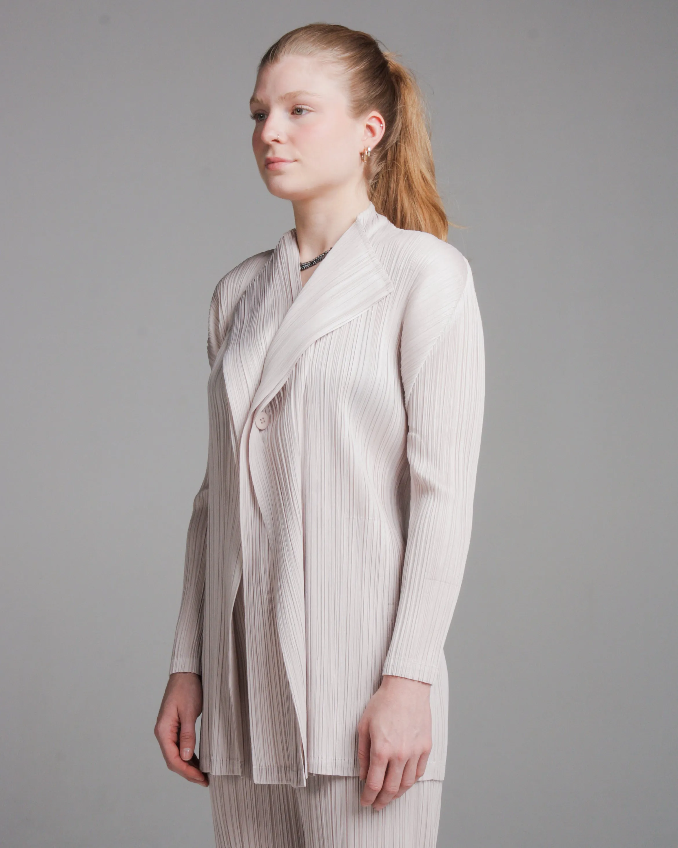 Greige Pleat Cardigan