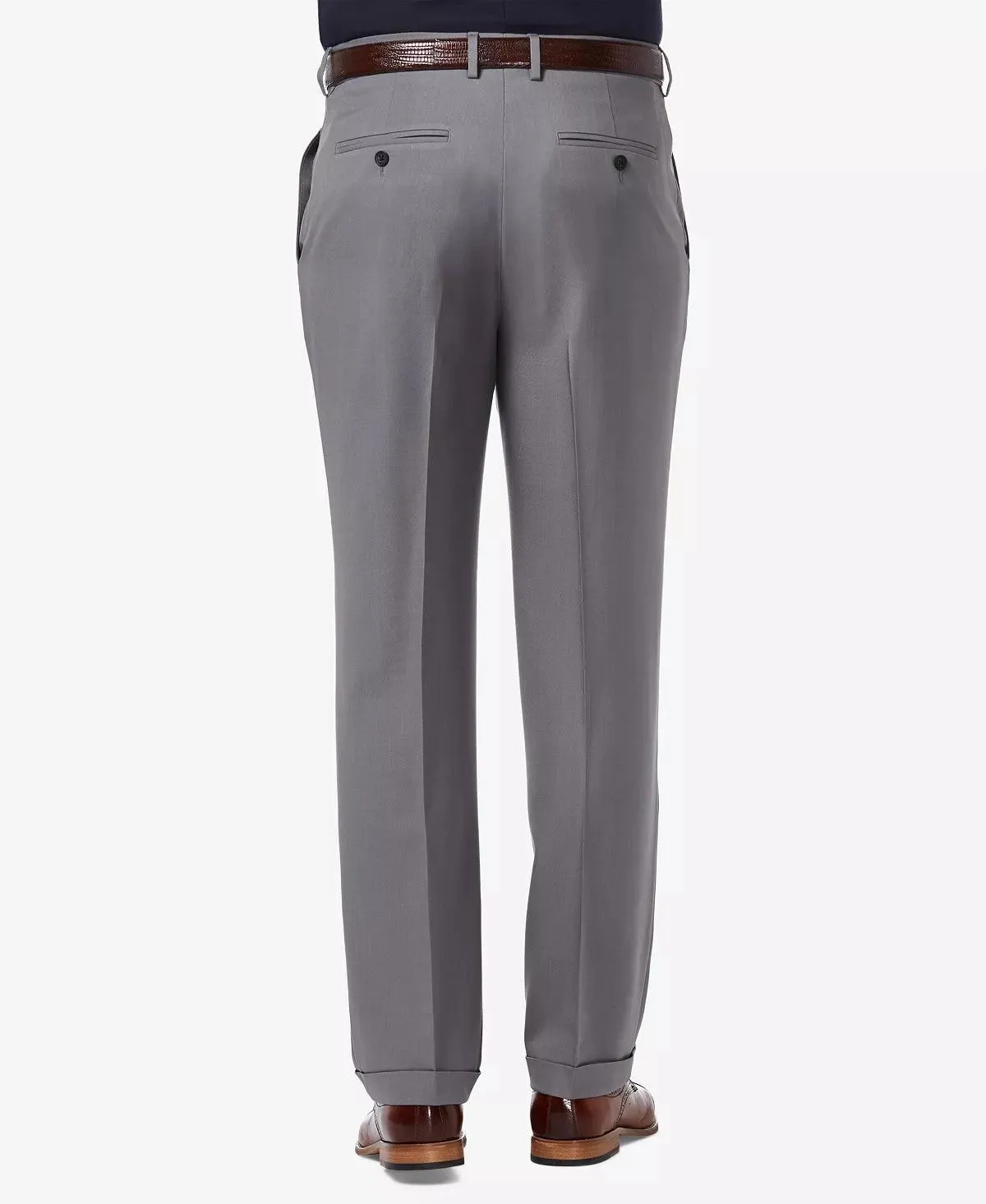 Haggar Mens Classic fit Dress Pants 32 / 30 Grey Solid Stretch