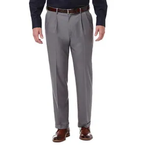 Haggar Mens Classic fit Dress Pants 32 / 30 Grey Solid Stretch