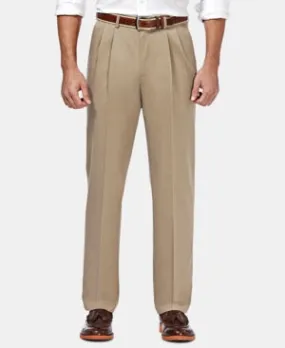 Haggar Mens Classic fit Dress Pants 36 / 32 Beige Solid