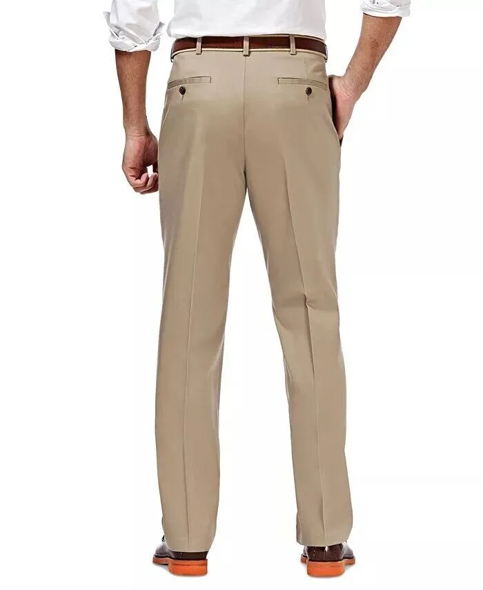 Haggar Mens Classic fit Dress Pants 36 / 32 Beige Solid