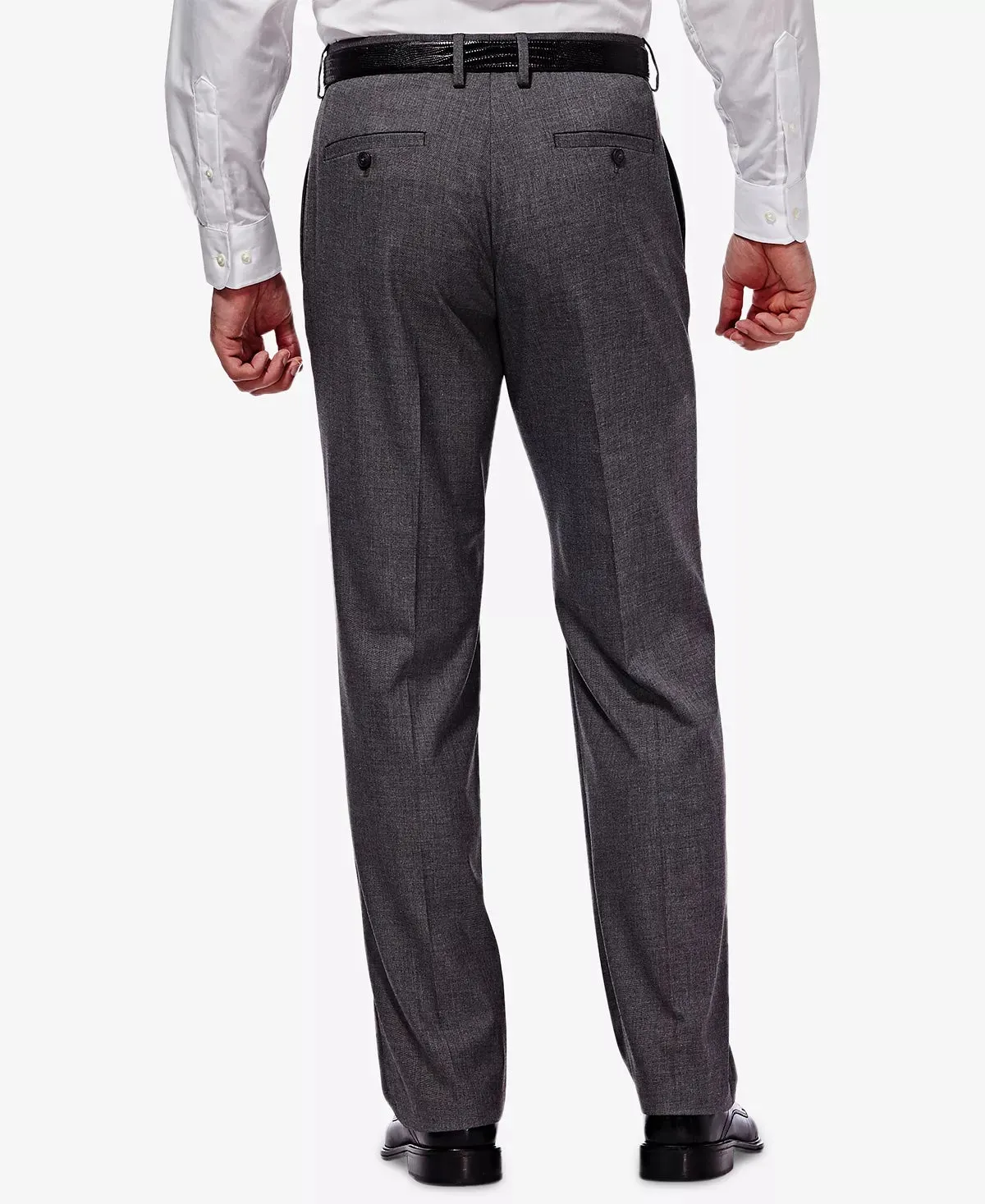 Haggar Mens Classic Fit Dress Pants 38 / 29 Charcoal Grey Stretch