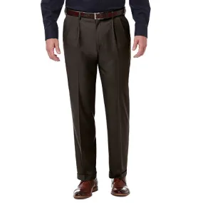 Haggar Mens Regular fit Dress Pants 34 / 32 Brown Solid