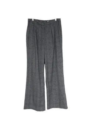 HALOGEN Women's charcoal glen plaid pleated wide leg dress pants, 6