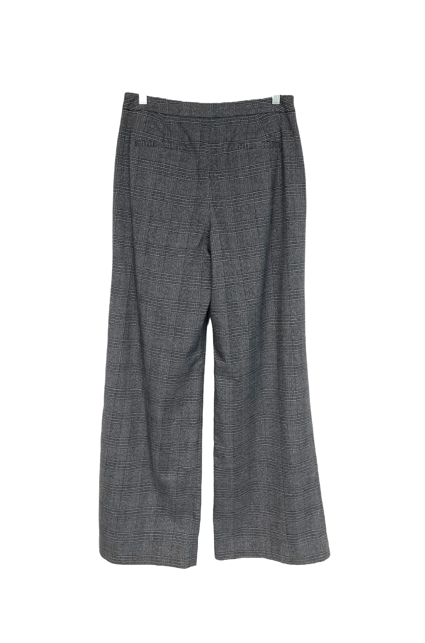 HALOGEN Women's charcoal glen plaid pleated wide leg dress pants, 6