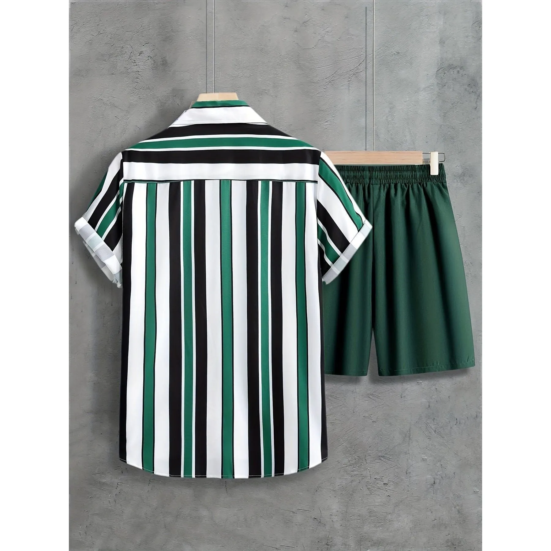 Hans Set - Herren Freizeit Gestreiftes Print Sommer Set