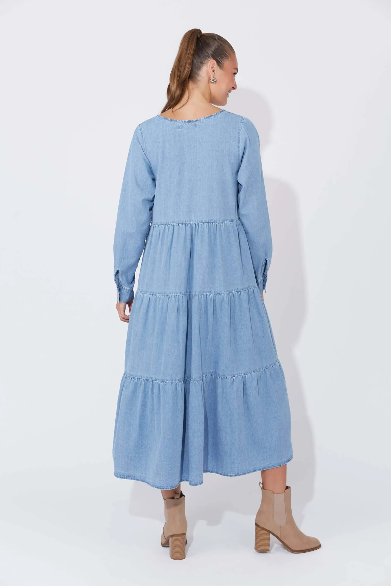 Haven Austin Denim Maxi in Blue Denim