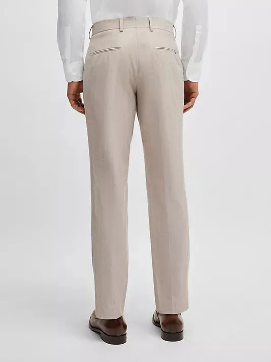 Hugo Boss Men's Genius Micro-Patterned Slim-Fit Dress Pants 32 x 32 Beige