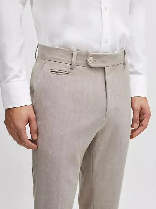 Hugo Boss Men's Genius Micro-Patterned Slim-Fit Dress Pants 32 x 32 Beige