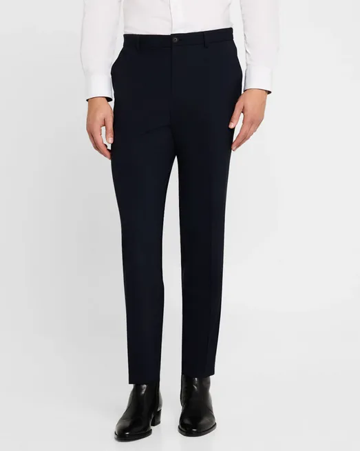 Hugo Boss Mens Regular Fit Genius Dress Pants Pants 38 x 33 Blue Solid Stretch
